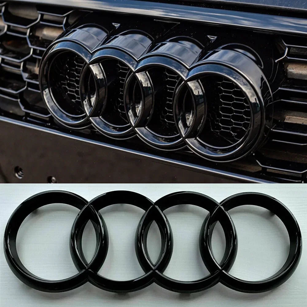 Audi A3 A4 A5 A6 A7 Q2 Q3 Q5 Q8 TT Black/Silver 4 Ring ABS Car Hood Front Bonnet Grill Rear Trunk Emblem Logo Badge Sticker