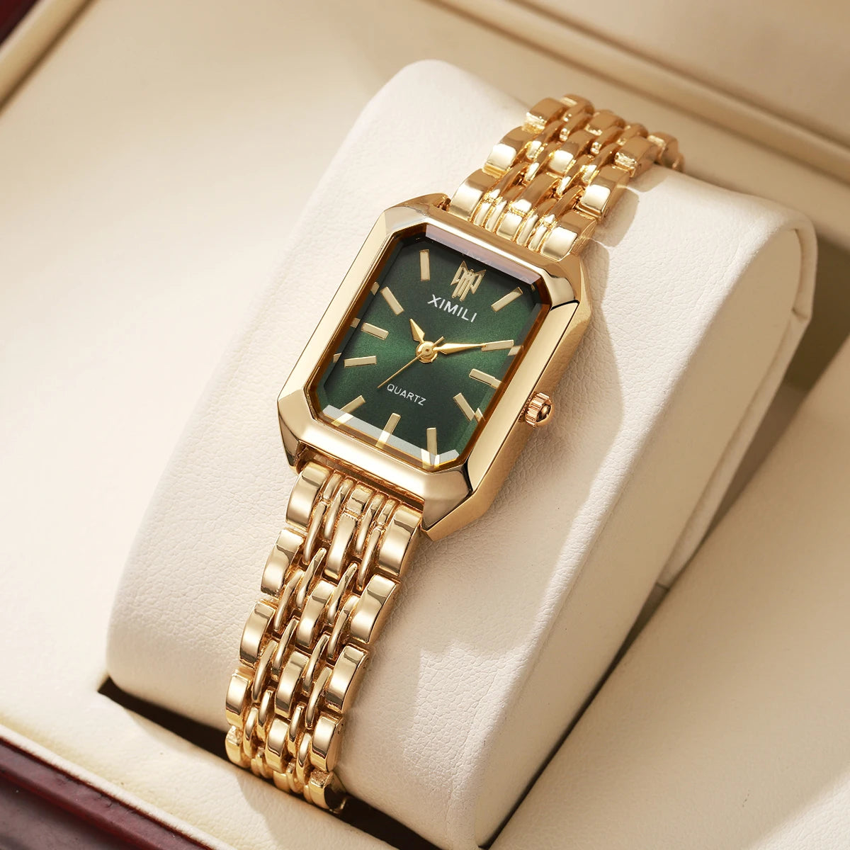 1/2/4PCS Luxury Women Watches Fashion Rectangle Woman Quartz Watch Stainless Steel Band Wristwatches Reloj Mujer(Without Box)