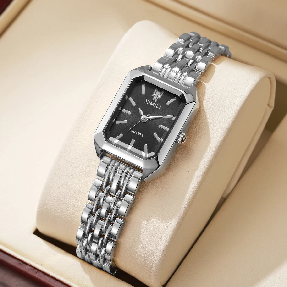 1/2/4PCS Luxury Women Watches Fashion Rectangle Woman Quartz Watch Stainless Steel Band Wristwatches Reloj Mujer(Without Box)