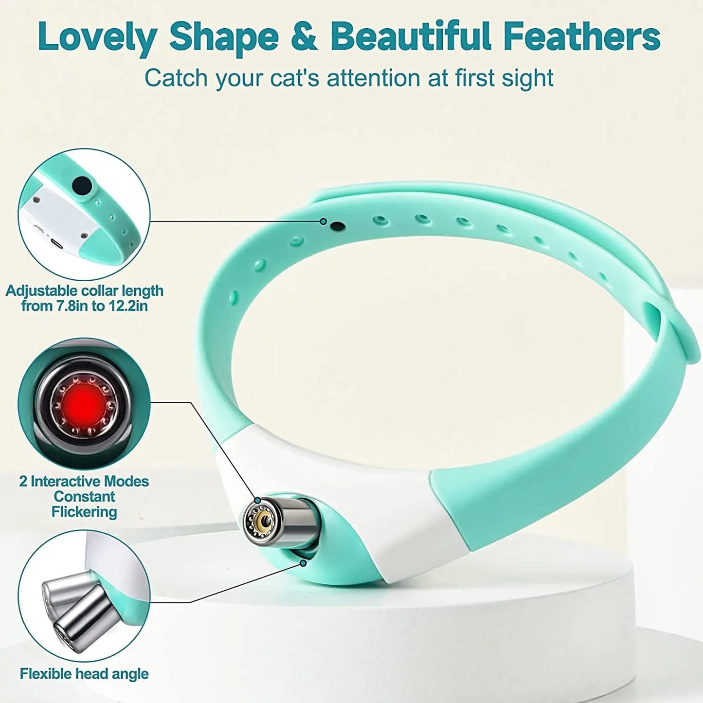 Cat Collar Laser Toy with Red Light, Interactive Cat Laser Toy for Bored Indoor Cats, Rechargeable Electric Laser Collar Toy