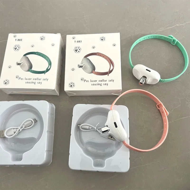 Laser Cat Collar Teasing Cat Electric USB Charging Kitten Automatic Cats Toy Smart Laser Teasing Cat Interactive Toy