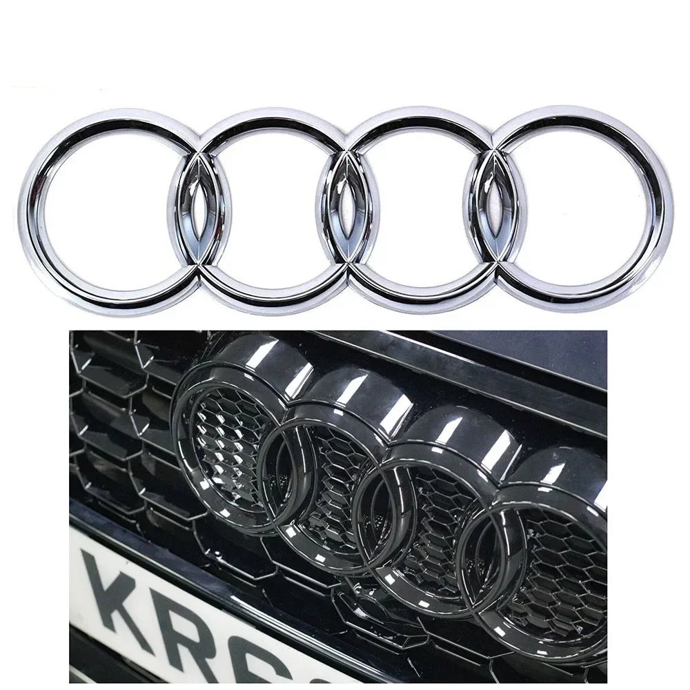 Audi A3 A4 A5 A6 A7 Q2 Q3 Q5 Q8 TT Black/Silver 4 Ring ABS Car Hood Front Bonnet Grill Rear Trunk Emblem Logo Badge Sticker