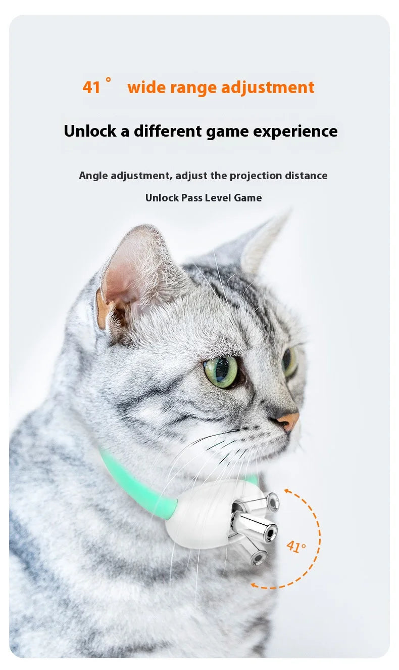 Cat Collar Laser Toy with Red Light, Interactive Cat Laser Toy for Bored Indoor Cats, Rechargeable Electric Laser Collar Toy