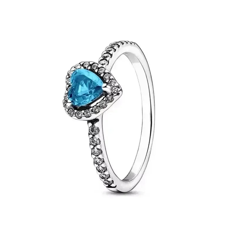 925 Sterling Silver New Various Colors Shiny Heart-shaped Ring Luxury Exquisite Charm Jewelry Surprise Commemorative Gifts