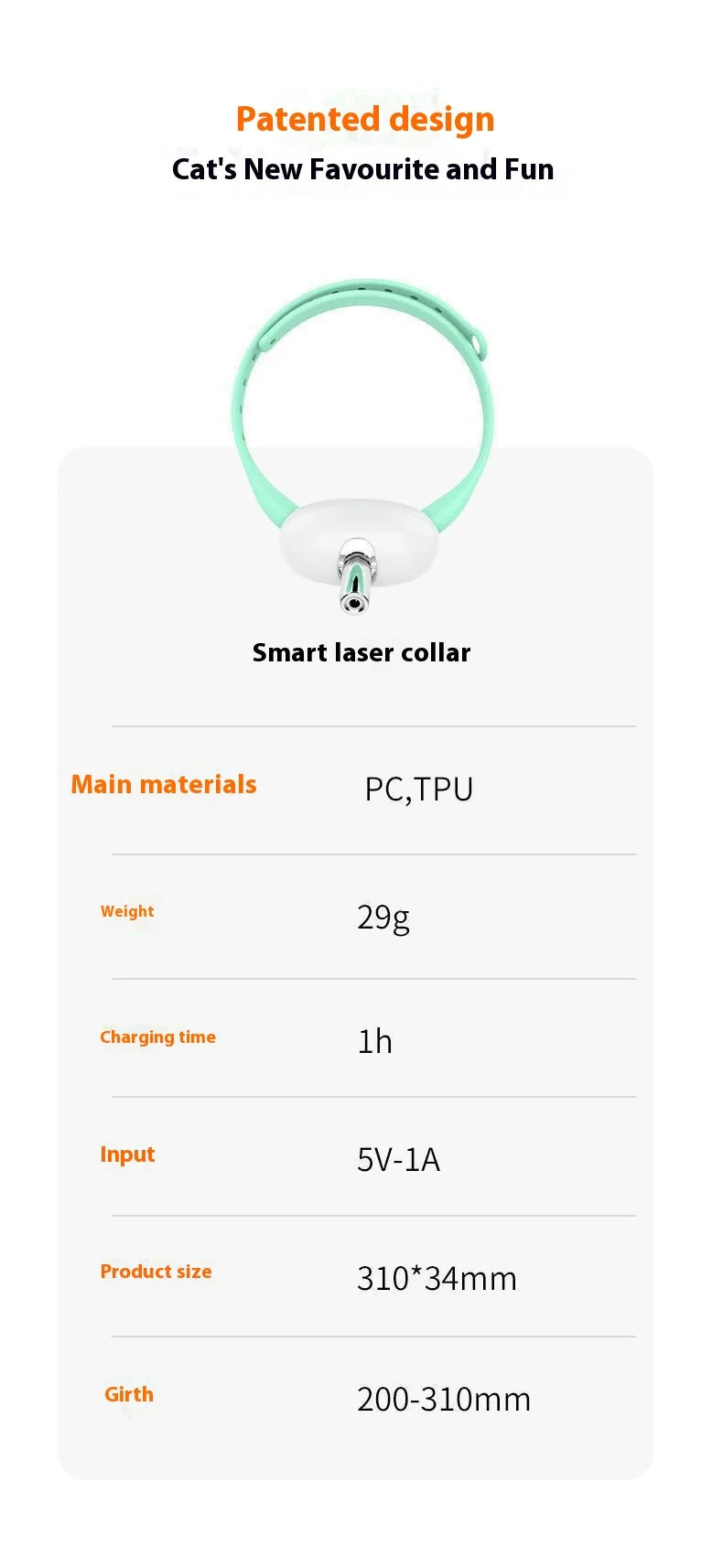 Cat Collar Laser Toy with Red Light, Interactive Cat Laser Toy for Bored Indoor Cats, Rechargeable Electric Laser Collar Toy