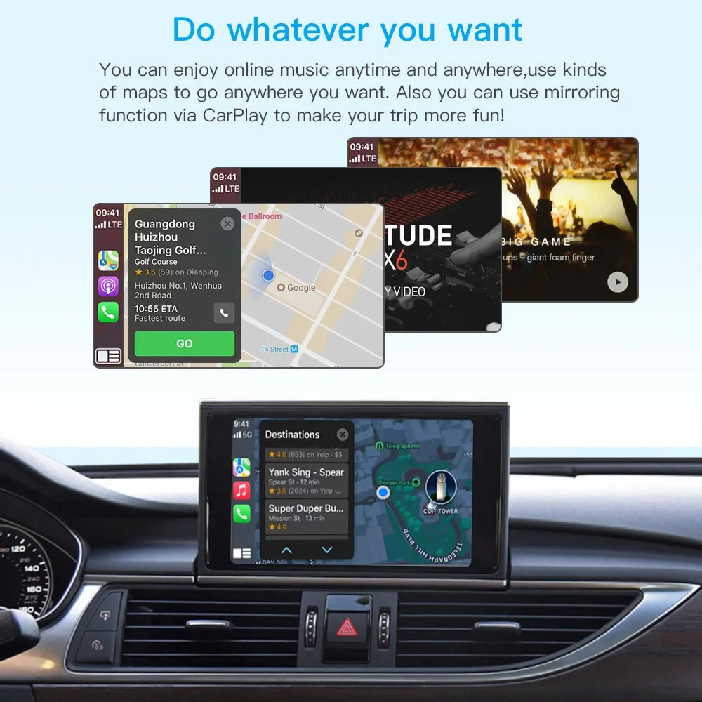 AUTOABC 2025 New Wireless CarPlay Android Auto for Audi A6 S6 C7 A7 2011-2018 with AirPlay Mirror Link Multimedia Camera