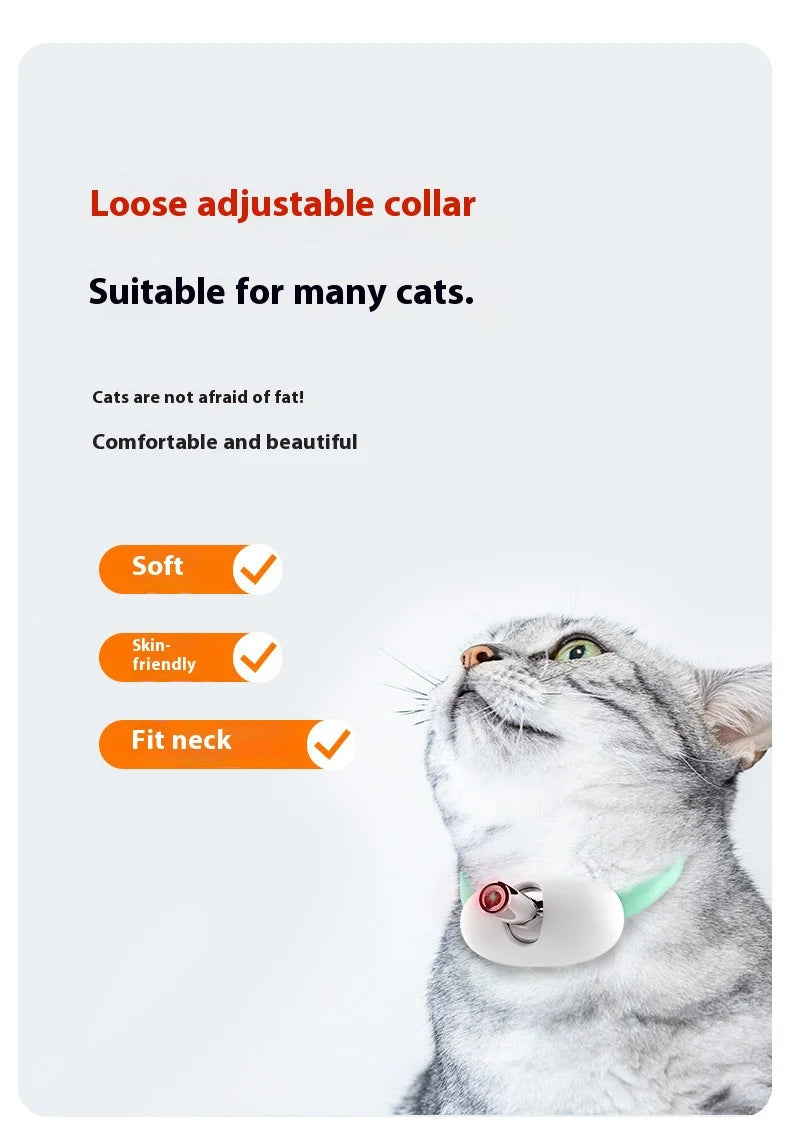 Cat Collar Laser Toy with Red Light, Interactive Cat Laser Toy for Bored Indoor Cats, Rechargeable Electric Laser Collar Toy