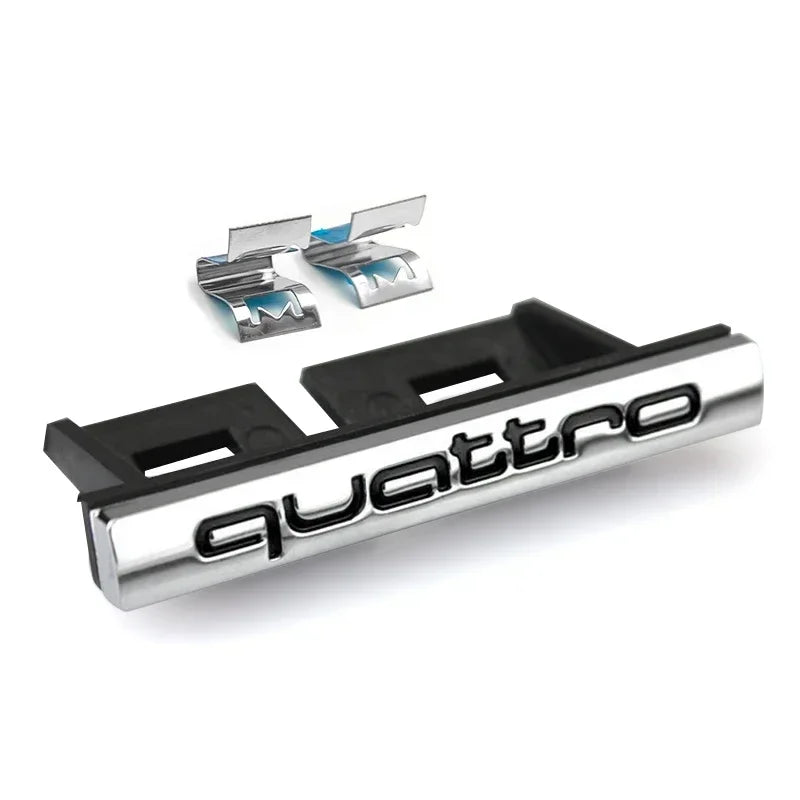 1Pcs Car Chrome Front Hood Grille quattro Emblem Badge Auto Trinket Styling For Audi S5 S6 S7 S4 S8 TT TTS A4 A6 C7 C6 B7 Q5 Q7