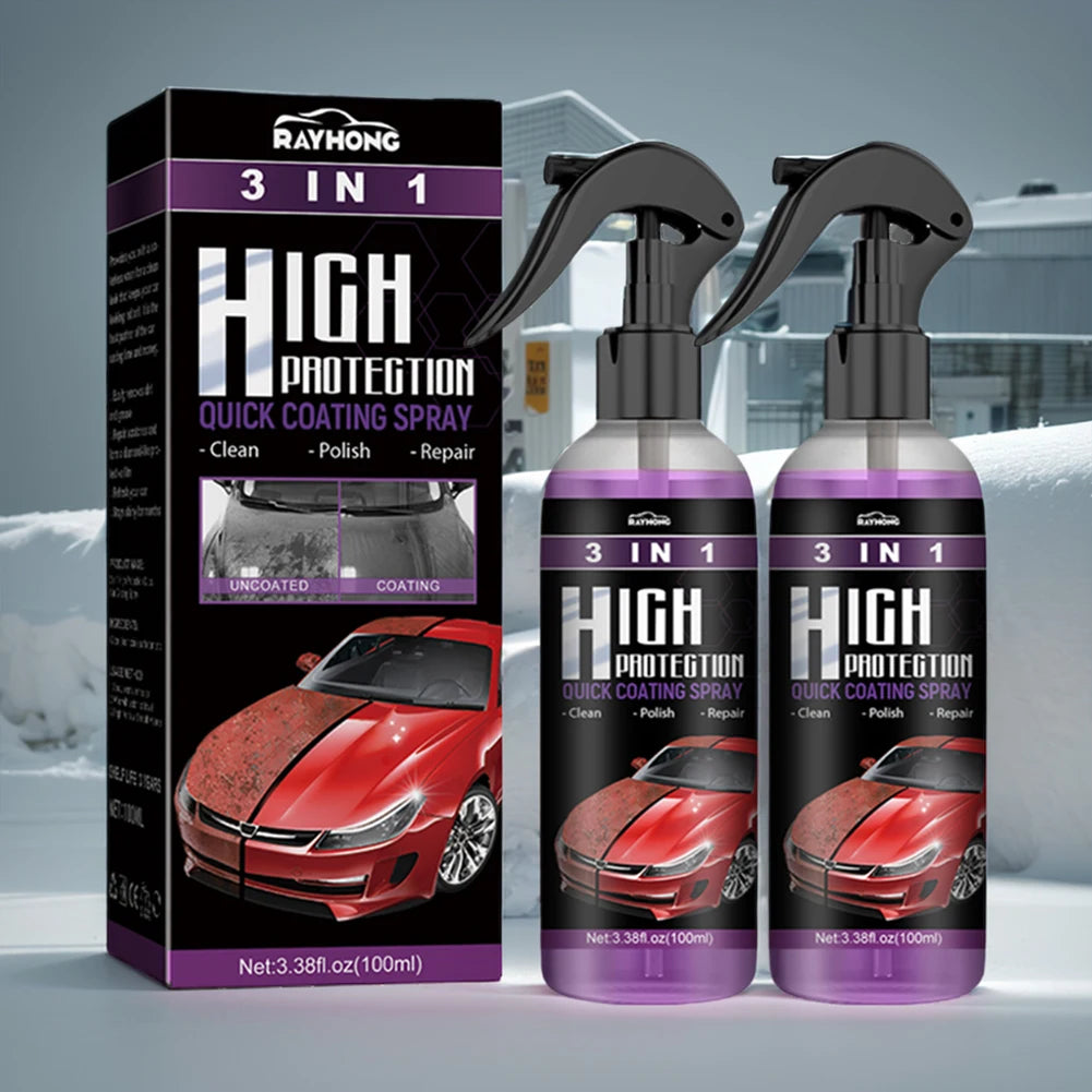 2 Set 3 In 1 Car Ceramic Coating Spray 100ml Car Paint Scratch Repair Remover Car Nano Spray Car Scratch Repair Car Paint Care