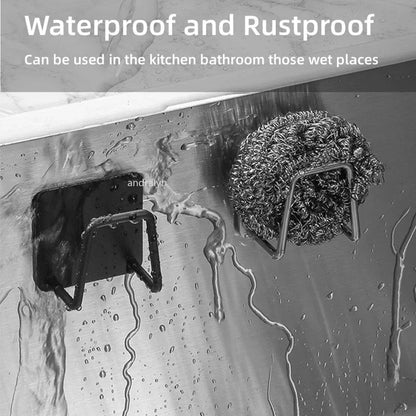 Kitchen Sponges Holder Stainless Steel Sink Sponges Drain Drying Rack Self Adhesive Storage Holder Wall Hooks Kitchen Organizers
