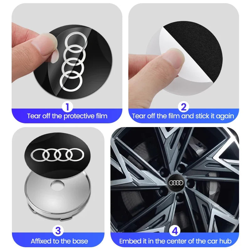 4pcs 60mm Auto Wheel Center Hub Caps Car Styling Stickers For Audi Sline A1 A3 A4 A5 A6 A7 A8 Q2 Q3 Q5 Q7 Q8 TT S1 S3 RS5 ﻿RS S