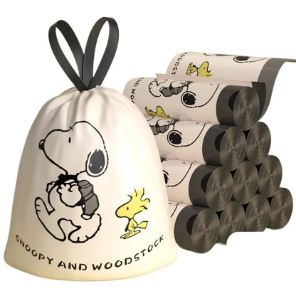 Snoopy cartoon character home use extra thick plastic bag tear-free drawstring garbage bag large kitchen cute kawaii wholesale