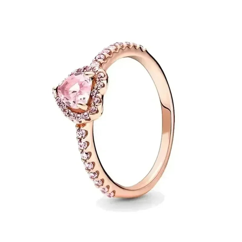 Hot selling high-quality 925 sterling silver heart-shaped ring, sparkling luxury women's charm jewelry, birthday surprise gift