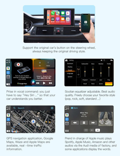 AUTOABC 2025 New Wireless CarPlay Android Auto for Audi A6 S6 C7 A7 2011-2018 with AirPlay Mirror Link Multimedia Camera