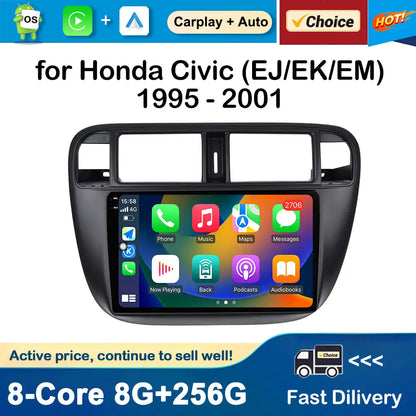 Android Auto Car Radio Multimedia Player Left Hand Drive for Honda Civic (EJ/EK/EM) 1995 - 2001 GPS Navigation Wireless Carplay