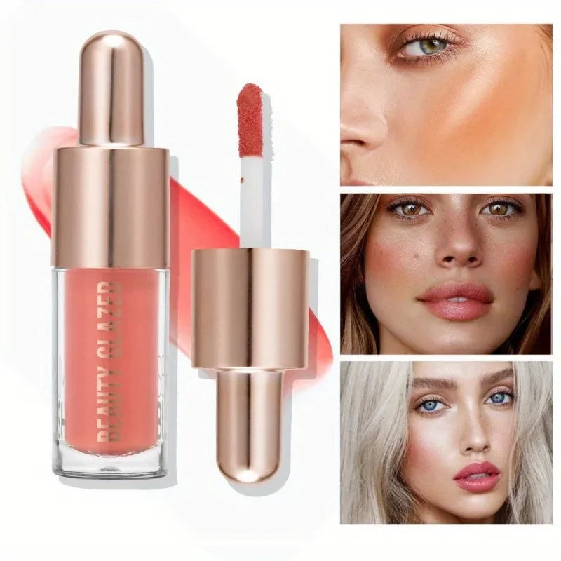 3 Colors Multifunctional Liquid Blush Matte Hydrating Cream Blush Soft Velvet Liquid Blush Makeup Lightweight Long-lasting