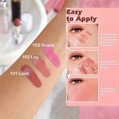 3 Colors Multifunctional Liquid Blush Matte Hydrating Cream Blush Soft Velvet Liquid Blush Makeup Lightweight Long-lasting