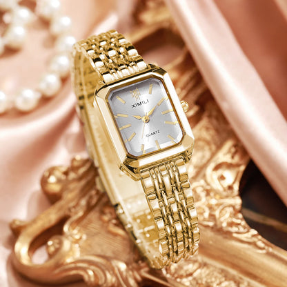 1/2/4PCS Luxury Women Watches Fashion Rectangle Woman Quartz Watch Stainless Steel Band Wristwatches Reloj Mujer（Without Box）