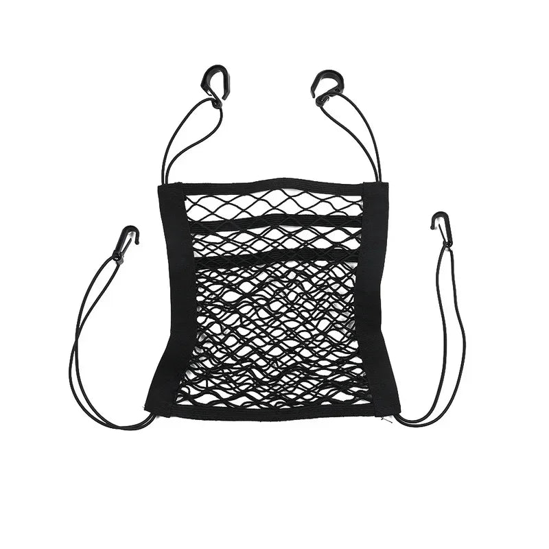 1pc universal elastic polyester car truck seat mesh storage net bag with hook between seats organizer holder pocket