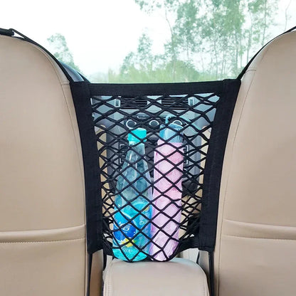 1pc universal elastic polyester car truck seat mesh storage net bag with hook between seats organizer holder pocket