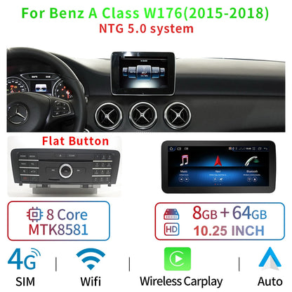 10.25" Android 13 System Car Radio Stereo For Mercedes-Benz A CLA GLA W176 W117 X156 Google BT GPS Navi Carplay Auto Multimedia