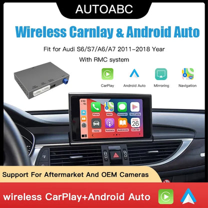 AUTOABC 2025 New Wireless CarPlay Android Auto for Audi A6 S6 C7 A7 2011-2018 with AirPlay Mirror Link Multimedia Camera