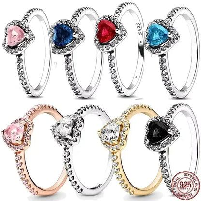 Hot selling high-quality 925 sterling silver heart-shaped ring, sparkling luxury women's charm jewelry, birthday surprise gift