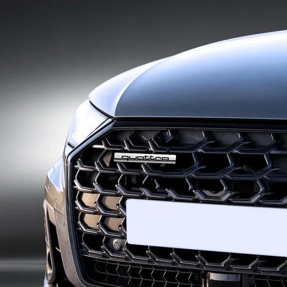 1Pcs Car Chrome Front Hood Grille quattro Emblem Badge Auto Trinket Styling For Audi S5 S6 S7 S4 S8 TT TTS A4 A6 C7 C6 B7 Q5 Q7