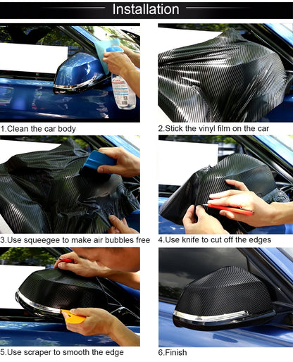 30*127cm Car Stickers and Decals 3D Carbon Fiber Vinyl Wrap Sheet Roll Protective Custom Film Auto Styling Exterior Accessories