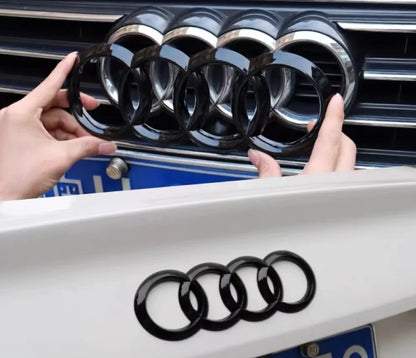 Audi A3 A4 A5 A6 A7 Q2 Q3 Q5 Q8 TT Black/Silver 4 Ring ABS Car Hood Front Bonnet Grill Rear Trunk Emblem Logo Badge Sticker