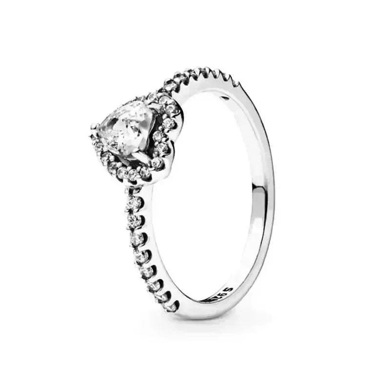 Hot selling high-quality 925 sterling silver heart-shaped ring, sparkling luxury women's charm jewelry, birthday surprise gift