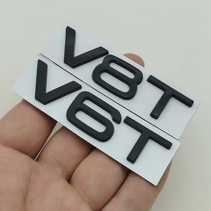 3D Metal Logo V6T V8T Emblem Letters Sticker Car Rear Trunk Badge for Audi A6 A7 A8 S4 S5 S6 S7 SQ5 Auto Styling Accessories