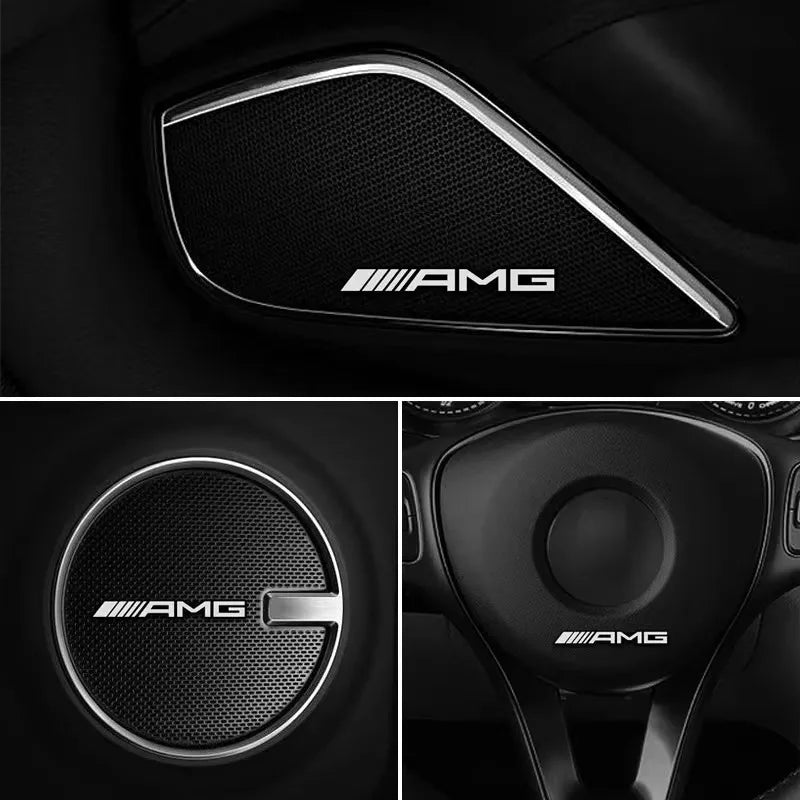 4/10pcs car audio decorate 3D Aluminum Badge Emblem Sticker For Mercedes Benz AMG C200 C260 C300 W108 W124 W126 W140 W168 W169