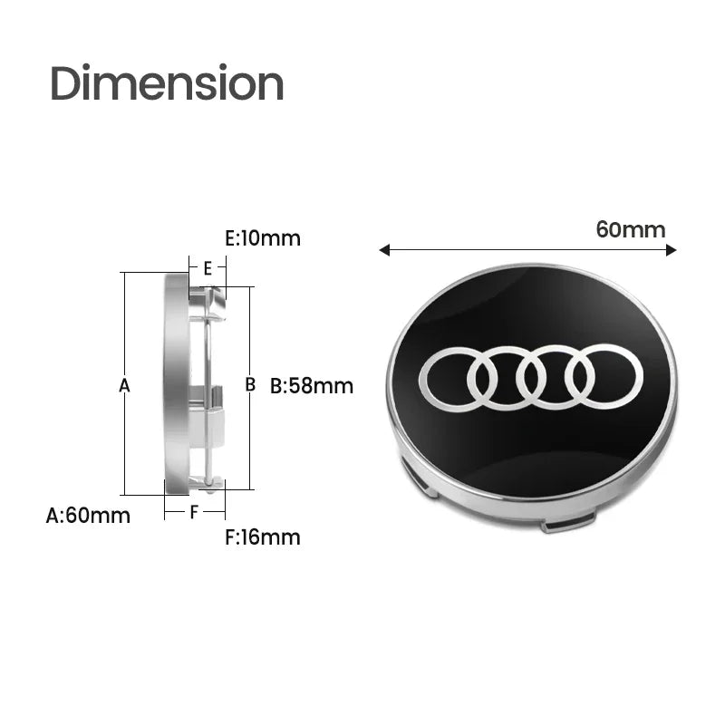 4pcs 60mm Auto Wheel Center Hub Caps Car Styling Stickers For Audi Sline A1 A3 A4 A5 A6 A7 A8 Q2 Q3 Q5 Q7 Q8 TT S1 S3 RS5 ﻿RS S