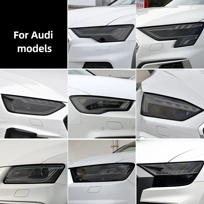Car Headlight Protective Film Front Lamp Smoked Black For Audi A3 8V S3 A4 B8 B9 A5 A6 S6 C8 A7 A8 D4 TT TTS Q3 Q5 Q7 Q8 RS Q8