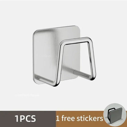 Kitchen Sponges Holder Stainless Steel Sink Sponges Drain Drying Rack Self Adhesive Storage Holder Wall Hooks Kitchen Organizers