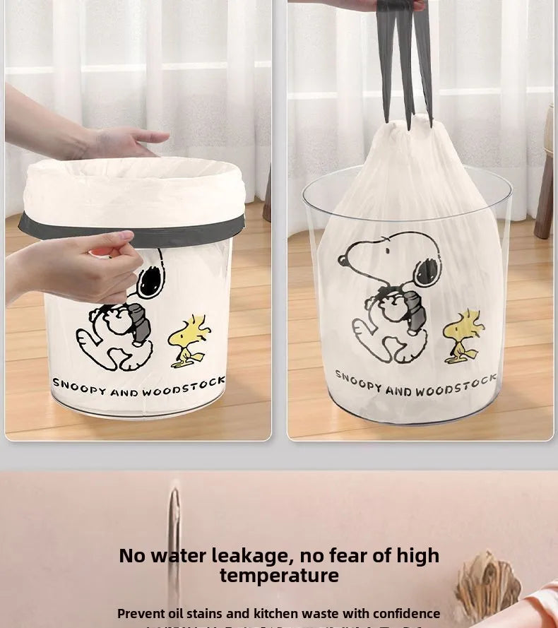Snoopy cartoon character home use extra thick plastic bag tear-free drawstring garbage bag large kitchen cute kawaii wholesale