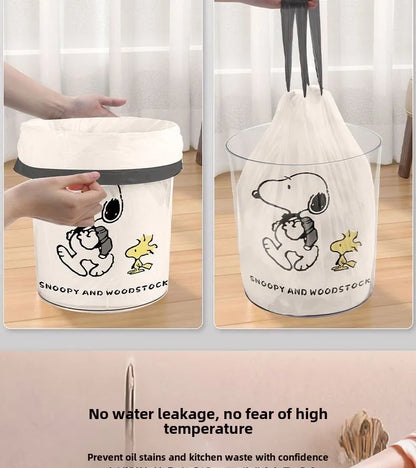 Snoopy cartoon character home use extra thick plastic bag tear-free drawstring garbage bag large kitchen cute kawaii wholesale