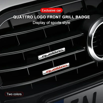 1Pcs Car Chrome Front Hood Grille quattro Emblem Badge Auto Trinket Styling For Audi S5 S6 S7 S4 S8 TT TTS A4 A6 C7 C6 B7 Q5 Q7