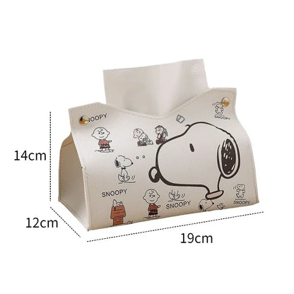 Snoopys Tissue Boxes Waterproof Leather Napkin Holder Portable Foldable Car Tissue Box Bathroom Decoration Kitchen Accessories