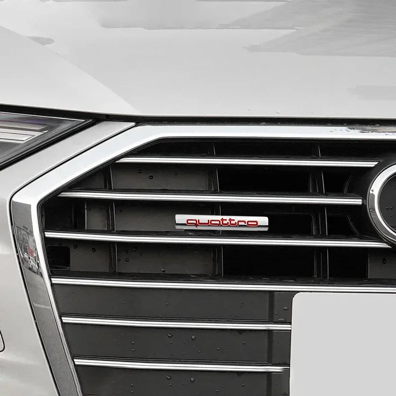 1Pcs Car Chrome Front Hood Grille quattro Emblem Badge Auto Trinket Styling For Audi S5 S6 S7 S4 S8 TT TTS A4 A6 C7 C6 B7 Q5 Q7