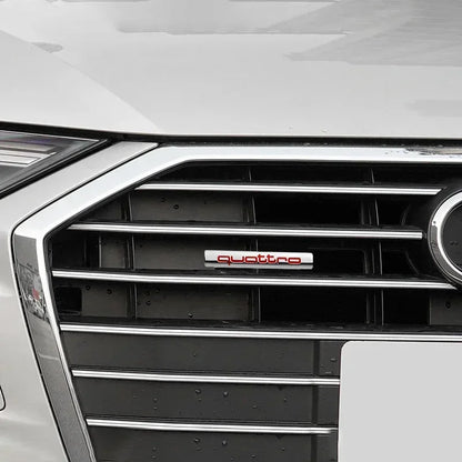 1Pcs Car Chrome Front Hood Grille quattro Emblem Badge Auto Trinket Styling For Audi S5 S6 S7 S4 S8 TT TTS A4 A6 C7 C6 B7 Q5 Q7