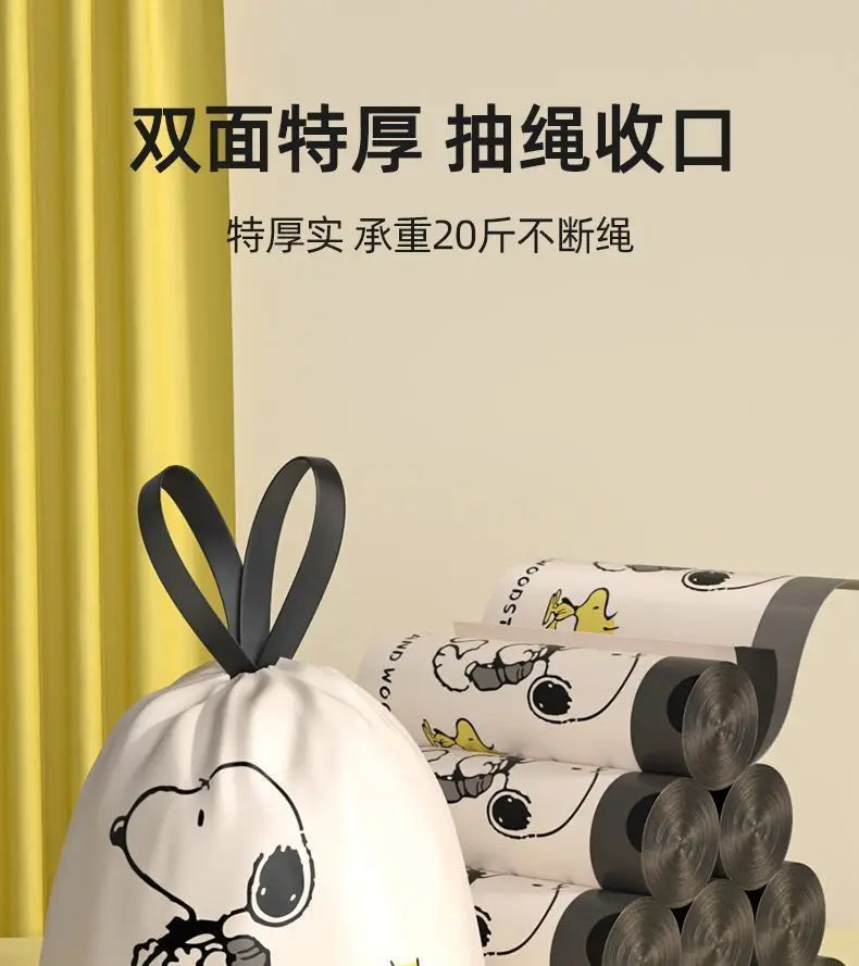 Snoopy cartoon character home use extra thick plastic bag tear-free drawstring garbage bag large kitchen cute kawaii wholesale