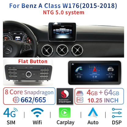 10.25" Android 13 System Car Radio Stereo For Mercedes-Benz A CLA GLA W176 W117 X156 Google BT GPS Navi Carplay Auto Multimedia