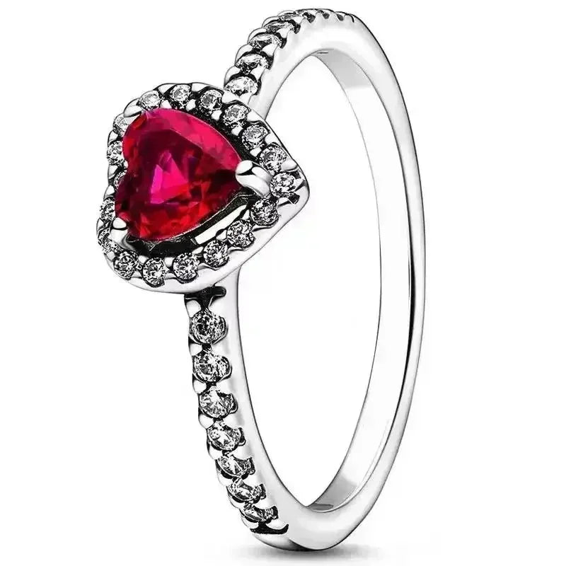 Hot selling high-quality 925 sterling silver heart-shaped ring, sparkling luxury women's charm jewelry, birthday surprise gift