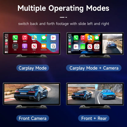 10.26" Dash Cam Rearview Camera Carplay & Android Auto 4K DVR Video Recorder GPS Navigation Dashboard Dual Lens 24H Park FM AUX