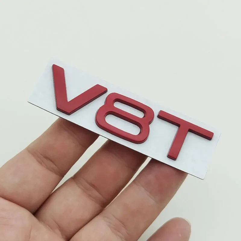 3D Metal Logo V6T V8T Emblem Letters Sticker Car Rear Trunk Badge for Audi A6 A7 A8 S4 S5 S6 S7 SQ5 Auto Styling Accessories