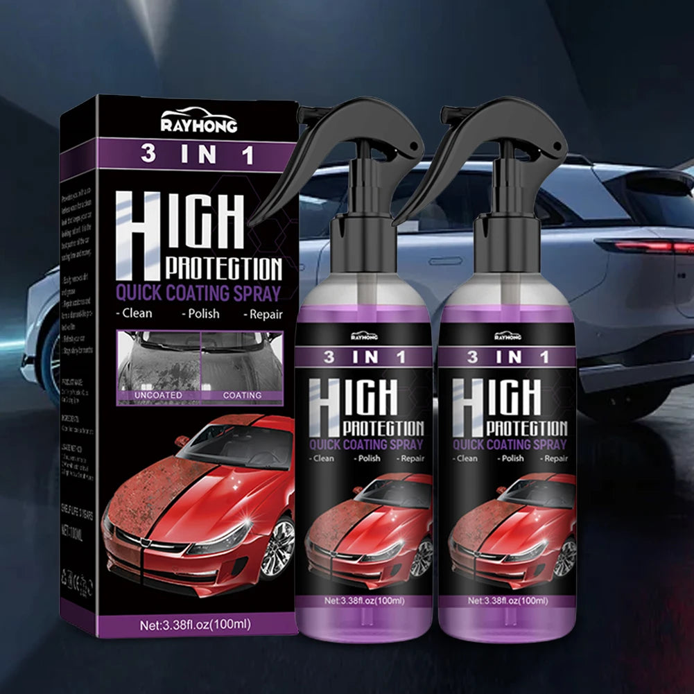 2 Set 3 In 1 Car Ceramic Coating Spray 100ml Car Paint Scratch Repair Remover Car Nano Spray Car Scratch Repair Car Paint Care