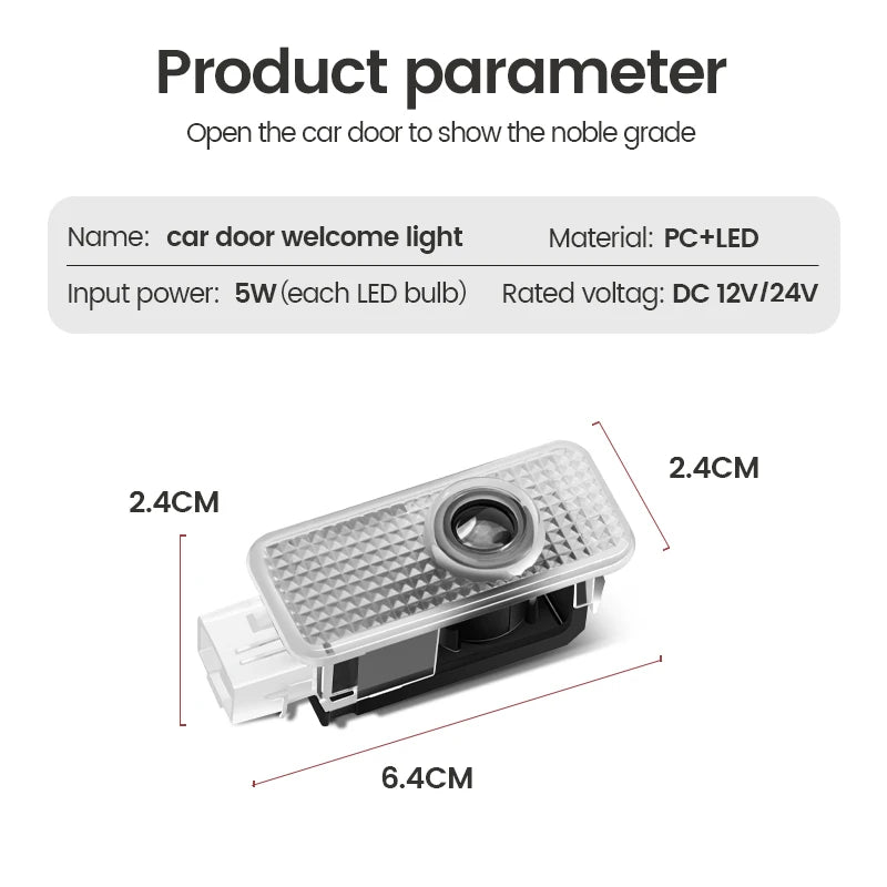 1/2PCS Auto Wireless Door Led Welcome Light Projection Lamp Light For Audi A4 B5 B6 B7 B8 A1 A3 A6 A5 A7 A8 Q3 Q5 Q7 TT S3 S6