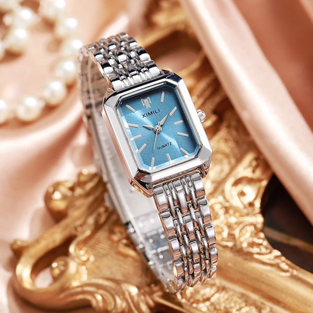 1/2/4PCS Luxury Women Watches Fashion Rectangle Woman Quartz Watch Stainless Steel Band Wristwatches Reloj Mujer（Without Box）
